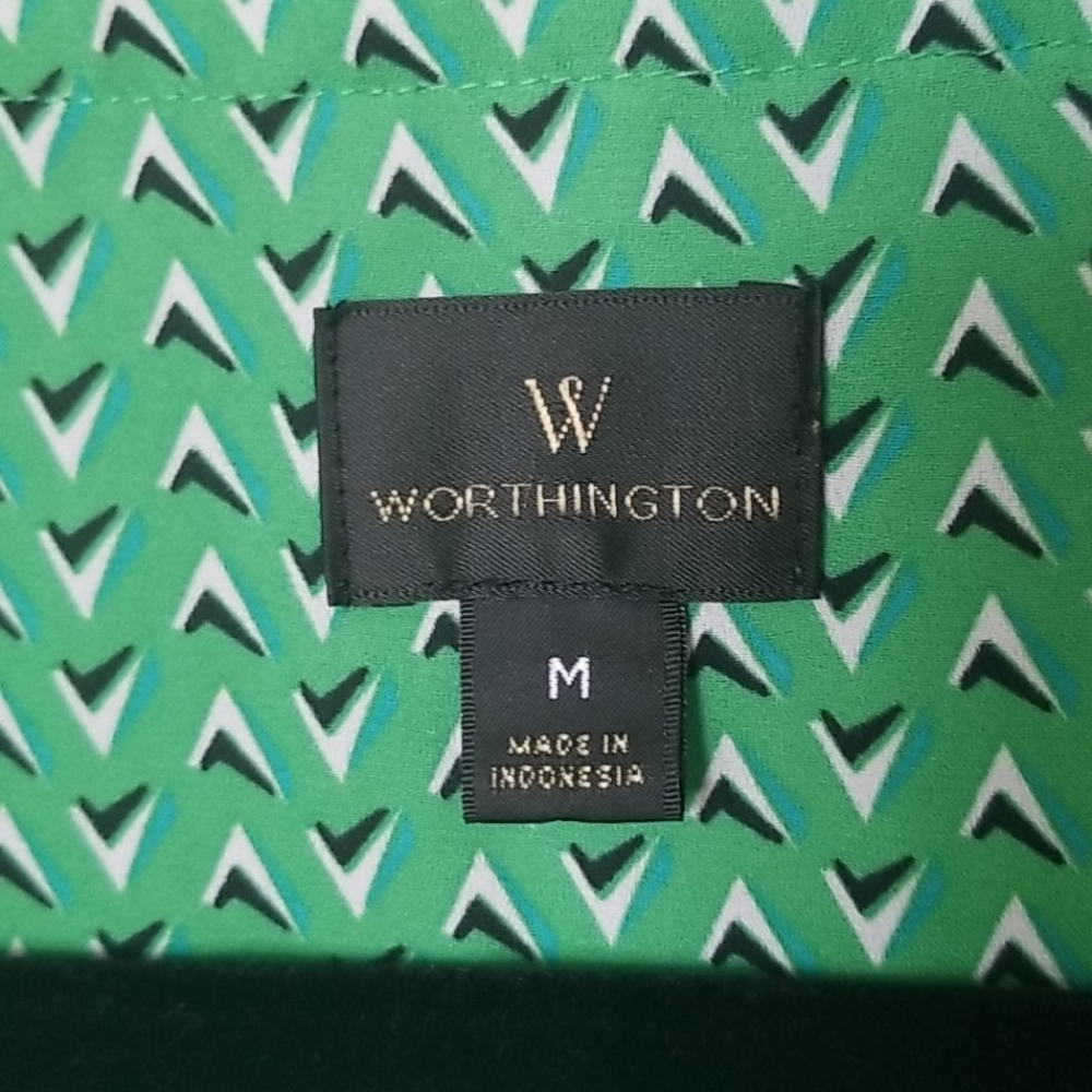 Worthington kelly green ruffle sleeve top medium - Picture 2 of 7